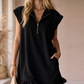 🌸HOT SALE 50% OFF🌸Women's Sleeveless Half-Zip Ruffle Hem Dress
