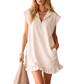 🌸HOT SALE 50% OFF🌸Women's Sleeveless Half-Zip Ruffle Hem Dress
