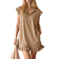 🌸HOT SALE 50% OFF🌸Women's Sleeveless Half-Zip Ruffle Hem Dress