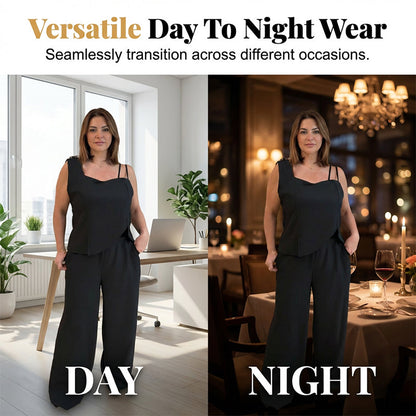 💃 Eleganter, ärmelloser Jumpsuit – 50% RABATT – weites Bein streckt, Taillennaht schmeichelt. Perfekt. 🦋