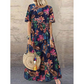 Maxikleid mit Retro-Blumenmuster 🌼 Rundhalsausschnitt, kurze Ärmel, locker und fließend – damit siehst du aus, als wärst du direkt aus einem Garten entsprungen 🌿