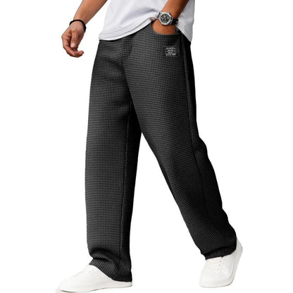 👖Lässige, locker sitzende Hose aus Strick mit schlichtem Karomuster und verstellbarem Bund