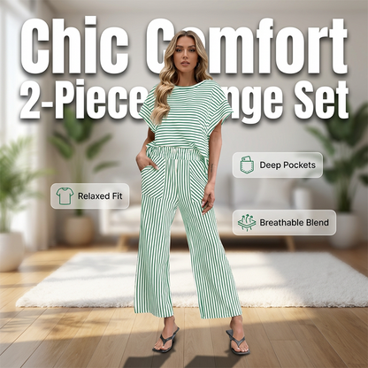 Zweiteiliges Lounge-Set für Damen mit Streifenmuster