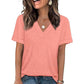 Damen V-Ausschnitt Kurzarm Freizeit-T-Shirt