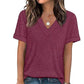 Damen V-Ausschnitt Kurzarm Freizeit-T-Shirt