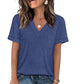 Damen V-Ausschnitt Kurzarm Freizeit-T-Shirt
