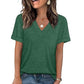 Damen V-Ausschnitt Kurzarm Freizeit-T-Shirt