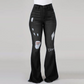 ✨2026 – Neue Mode: Damen-Hose mit hohem Bund, Löchern und ausgestelltem Bein
