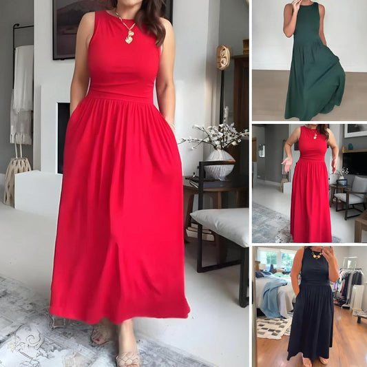 Elegantes Damen-Maxikleid mit U-Boot-Ausschnitt👗