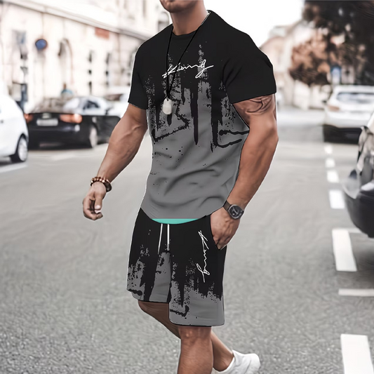 👕 JETZT 55% RABATT! 🔥 Herren-Set aus grafisch bedrucktem T-Shirt und Shorts – Weicher Stoff, auffälliges Design & perfekt für Sommertage ☀️