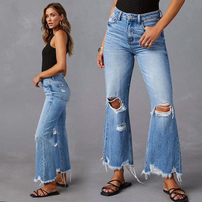 👖 LIMITIERT 50% RABATT! ✨ Rissige Schlagjeans für Damen – Hochbund, Retro-Stil & Stretch 💃