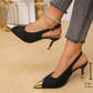 👠Kitten Heels mit spitzer Zehenpartie, Metallkappe und Fersenriemen
