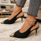 👠Kitten Heels mit spitzer Zehenpartie, Metallkappe und Fersenriemen