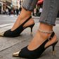 👠Kitten Heels mit spitzer Zehenpartie, Metallkappe und Fersenriemen