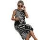 🎁Neuwaren 50% Rabatt💥Ärmelloses Midikleid für Damen mit Leopardenmuster