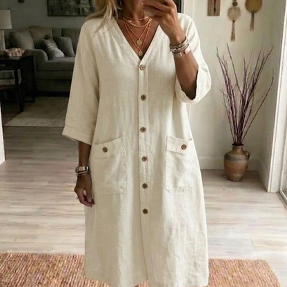 🌸Lässiges Midikleid mit V-Ausschnitt für Damen