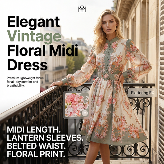 🌸 Zeitlose Eleganz – Romantisches Minikleid mit Blumenmuster und hohem Ausschnitt🌷