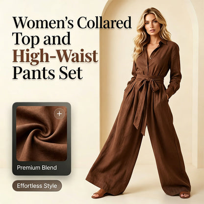 🔥-50% LIMITED DEAL Elegantes Damen-Set: Kragen-Top & High-Waist Hose – stilvoll, modern & figurbetont 👗💫