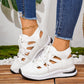 Breathable Cutout Lace-Up Platform Sneakers