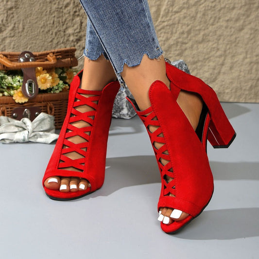 Damen Sandaletten mit Blockabsatz und Peep-Toe
