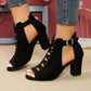 Damen Sandaletten mit Blockabsatz und Peep-Toe