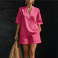 🔥 SOMMER DEAL: -50% 💫 Damen 2-teiliges Set 👚 V-Ausschnitt Top + Shorts – weich, leicht & super komfortabel 🌿
