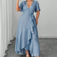Langes Damenkleid mit V-Ausschnitt und Polka-Dots