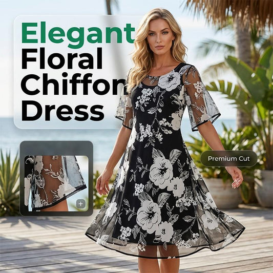 🌺Elegantes Chiffonkleid für Damen mit Blumenmuster