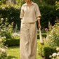 Set aus Freizeit-Oberteil und Hose mit weitem Bein für Damen