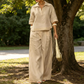 Set aus Freizeit-Oberteil und Hose mit weitem Bein für Damen