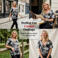 Tie-Dye-T-Shirt für Damen mit Schnürung und V-Ausschnitt