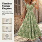 🏖️55 % Rabatt!!💃Maxikleid mit V-Ausschnitt, gerafftem Blumenmuster – Leichtes Baumwollmischgewebe, ein Must-have für den Sommer
