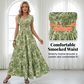 🏖️55 % Rabatt!!💃Maxikleid mit V-Ausschnitt, gerafftem Blumenmuster – Leichtes Baumwollmischgewebe, ein Must-have für den Sommer