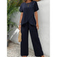 🌺Lässiges Outfit für Damen: asymmetrisches Oberteil und Hose mit weitem Bein