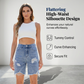 Bermudashorts aus Jeansstoff mit Rissen und hoher Taille für Damen