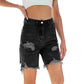 Bermudashorts aus Jeansstoff mit Rissen und hoher Taille für Damen