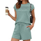 ✨ Damen Pintuck-T-Shirt & Schnürhosen 2-teiliges Set – bequem, stylisch & perfekt aufeinander abgestimmt – ideal für Alltag, Homeoffice & Freizeit