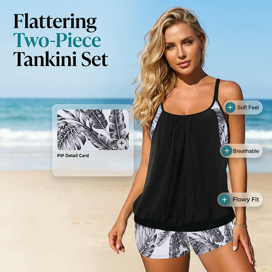 ✨ HALF PRICE OFFER 👙 Damen Tankini mit Blouson-Top & Shorts 💥 bequem, modern & ideal für Strand & Pool ☀️
