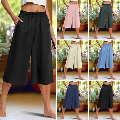 ⏰🔥NUR FÜR BEGRENZTE ZEIT 50 % RABATT! 👖 Lässige, einfarbige 3/4-Hose mit weitem Bein – bequem, stilvoll und mühelos schick ✨💃