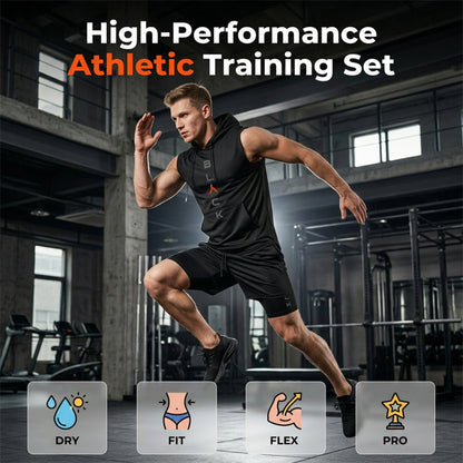 ⌛ Nur noch 1 Woche – 50 % auf alles ! ⏰Herren Sport-Set – ärmelloses Hoodie & Shorts – atmungsaktiv, schnelltrocknend & bequem 🏃‍♂️💪