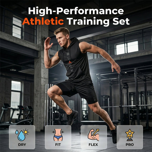 ⌛ Nur noch 1 Woche – 50 % auf alles ! ⏰Herren Sport-Set – ärmelloses Hoodie & Shorts – atmungsaktiv, schnelltrocknend & bequem 🏃‍♂️💪