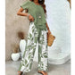 🌺Zweiteiliges Damen-Set mit weit geschnittener Hose und Blattmuster