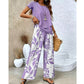 🌺Zweiteiliges Damen-Set mit weit geschnittener Hose und Blattmuster
