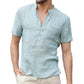 💥Sonderangebot für die Neuheiten 2026 – Herren-Henley-Shirt aus Leinenmischung mit kurzen Ärmeln
