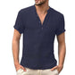 💥Sonderangebot für die Neuheiten 2026 – Herren-Henley-Shirt aus Leinenmischung mit kurzen Ärmeln