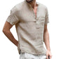 💥Sonderangebot für die Neuheiten 2026 – Herren-Henley-Shirt aus Leinenmischung mit kurzen Ärmeln