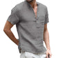 💥Sonderangebot für die Neuheiten 2026 – Herren-Henley-Shirt aus Leinenmischung mit kurzen Ärmeln