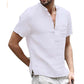 💥Sonderangebot für die Neuheiten 2026 – Herren-Henley-Shirt aus Leinenmischung mit kurzen Ärmeln