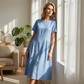 🌺Lässiges Midi-Kleid für Damen mit unregelmäßig angeordneten Knöpfen