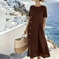 🌺Lässiges Midi-Kleid für Damen mit unregelmäßig angeordneten Knöpfen